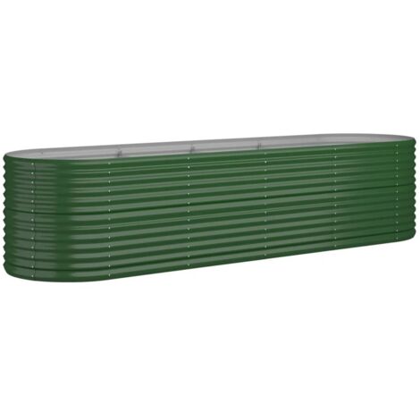 Macetero bancal elevado plantas flores terraza jardín jardín acero con recubrimiento en polvo 296 x 80 x 68 cm verde 020039626 (1/5)