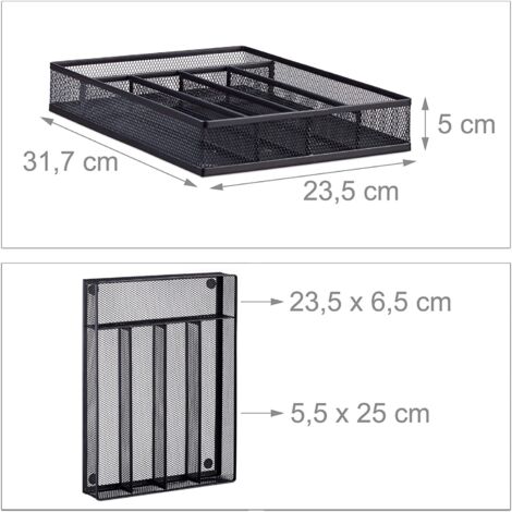 Almacenamiento de cubiertos cubertero bandeja de malla de acero de metal negro 1300023822 (1/2)