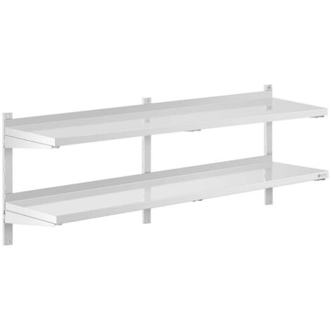 Estantería de pared profesional de acero inoxidable con 2 baldas 40 x 160 cm 140001555 (1/3)
