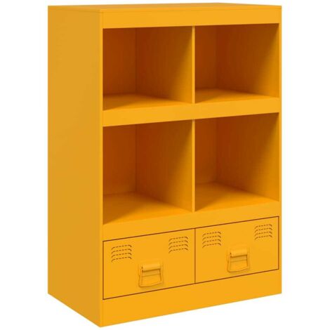 Aparador buffet cómoda armario mueble organizador cocina salón salón amarillo mostaza 67 x 39 x 95 cm acero Amarillo 020035703 (1/5)