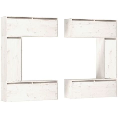 Mueble TV multimedia estantería para televisión buffet comedor salón dormitorio 6 piezas madera maciza de pino blanco 020028791 (1/5)