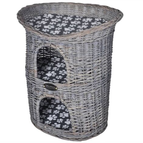 Casa/árbol para gatos de 2 niveles con cojín Sauce gris 020022785