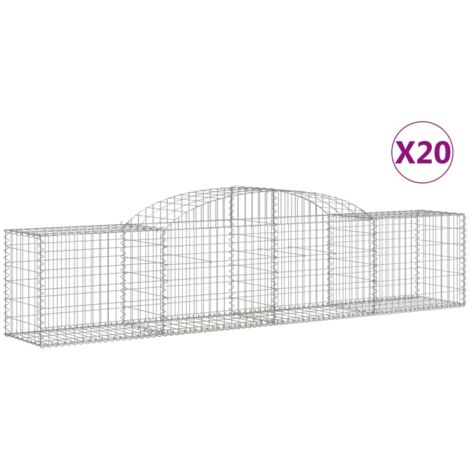 Cestas de gaviones muro de contención arqueado valla de jaula 20 piezas 300 x 50 x 60/80 cm hierro galvanizado Plata 020040628 (1/5)