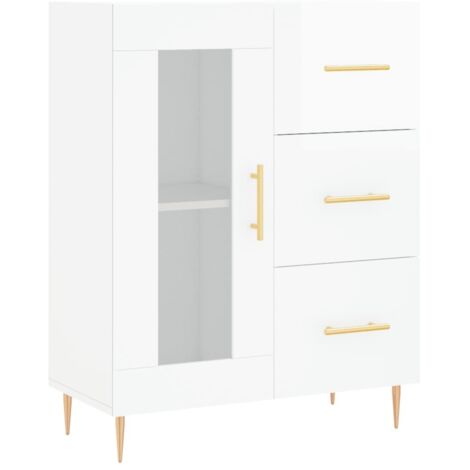 Aparador buffet cómoda armario mueble organizador cocina salón brillante 69,5 x 34 x 90 cm madera contrachapada blanco 020030711 (1/5)