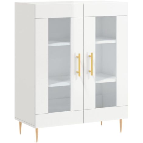 Aparador cómoda cómoda armario mueble organizador cocina salón brillante 69,5 x 34 x 90 cm madera contrachapada blanco 020030686 (1/5)