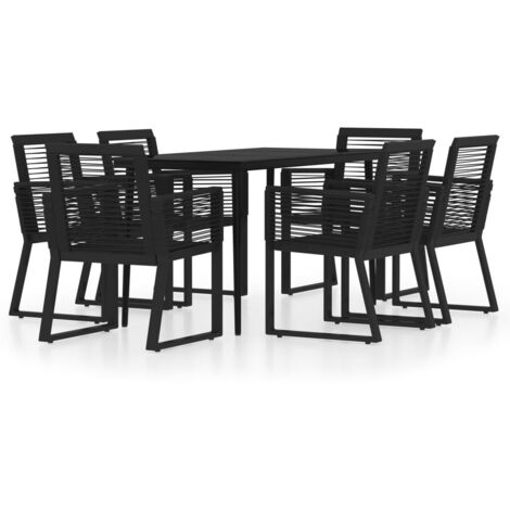 Juego de comedor de jardín muebles de exterior 7 piezas negro 020014033 (1/5)