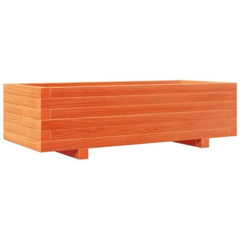Macetero bancal elevado plantas flores terraza jardín cera 90 x 40 x 26,5 cm madera maciza de pino marrón 020038508 (1/5)