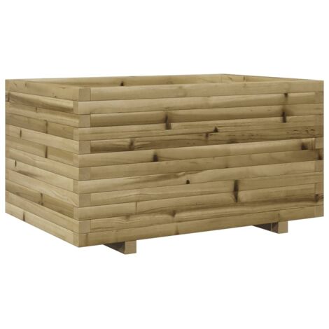 Macetero bancal elevado plantas flores terraza jardín 90 x 60 x 49,5 cm madera de pino impregnada marrón 020038023 (1/5)