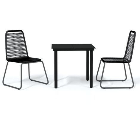 Juego de comedor de jardín muebles de exterior 3 piezas negro 020013664 (1/5)