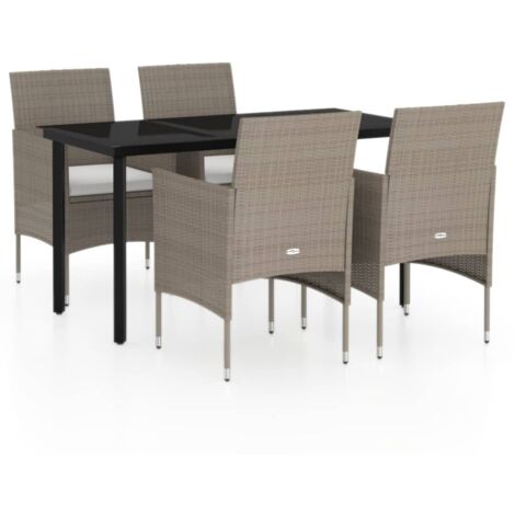 Conjunto de comedor de jardín de 5 piezas con cojines beige/negro 020014615 (1/5)