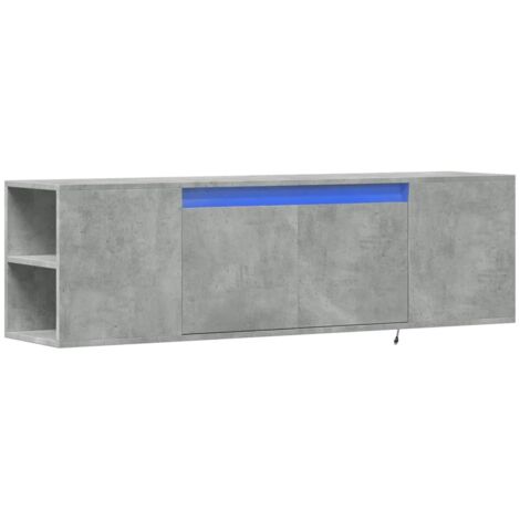 Mueble TV multimedia estantería para televisión buffet para televisión comedor salón dormitorio montado en la pared con luces LED 135 x 31 x 39,5 cm gris 020027863 (1/5)