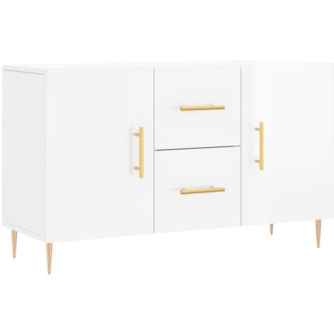 Aparador cómoda cómoda armario mueble organizador cocina salón brillante 100 x 36 x 60 cm madera contrachapada blanco 020030553 (1/5)