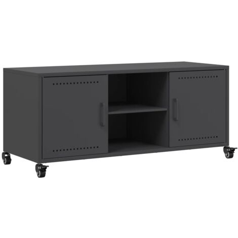 Mueble TV multimedia estantería para televisión buffet para televisión comedor salón dormitorio 100,5 x 39 x 43,5 cm acero negro 020025538 (1/5)