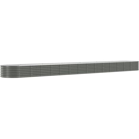 Macetero bancal elevado plantas flores terraza jardín jardín acero con recubrimiento en polvo 620 x 80 x 36 cm gris 020039682 (1/5)