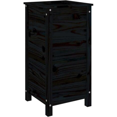 Macetero bancal elevado plantas flores terraza jardín 40 x 40 x 78 cm madera maciza de pino negro 020037582 (1/5)