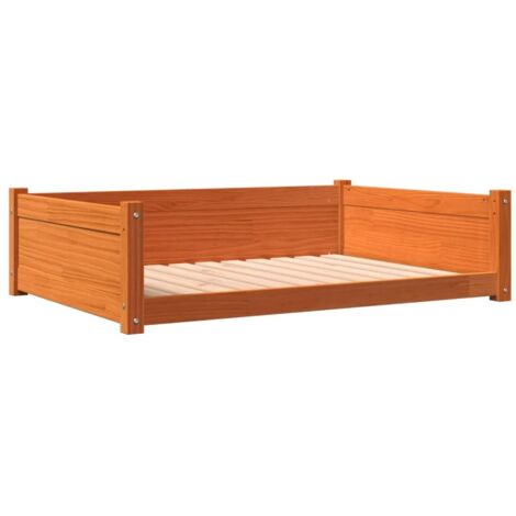 Cama para perros cesta cómodo sofá cera 105,5 x 75,5 x 28 cm madera maciza de pino marrón 020043086