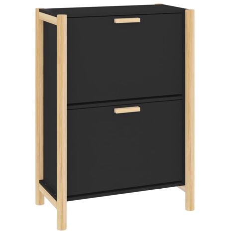 Zapatero zapatero mueble de almacenaje entrada pasillo salón 57,5 x 33 x 80 cm madera contrachapada negra 020021981 (1/5)