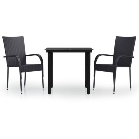 Juego de comedor exterior negro de 3 piezas 020013562 (1/5)