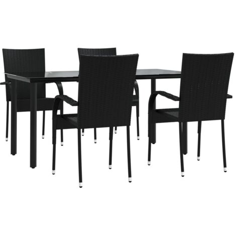 Muebles de comedor de jardín 5 piezas mimbre resina negro 020014788 (1/5)