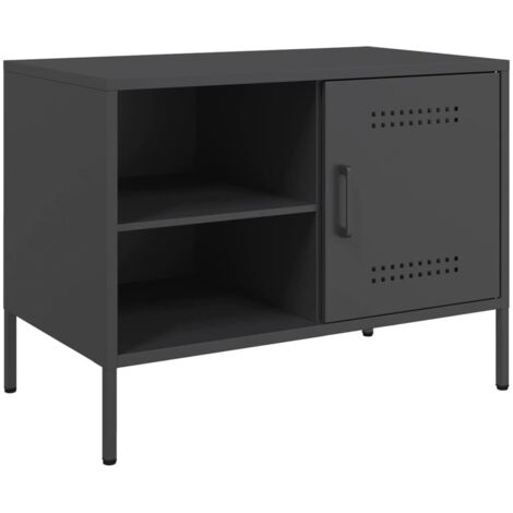 Mueble TV multimedia estantería para televisión buffet para televisión comedor salón dormitorio 68 x 39 x 50,5 cm acero negro 020026160 (1/5)