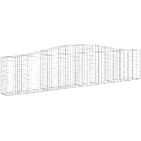 Cerca de jaula de gaviones Muro de contención arqueado 400 x 30 x 80/100 cm hierro galvanizado Plata 020040083