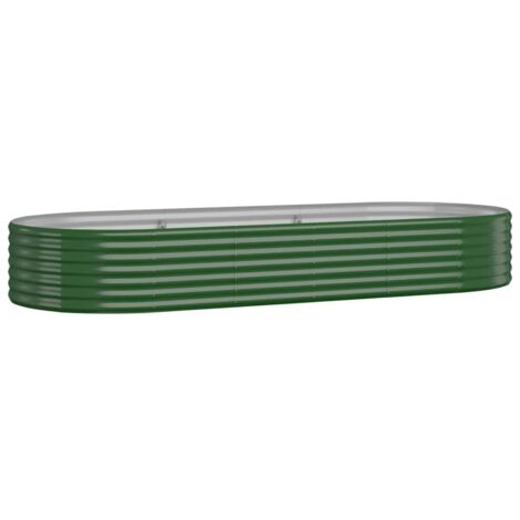 Macetero bancal elevado plantas flores terraza jardín jardín acero con recubrimiento en polvo 249 x 100 x 36 cm verde 020039609 (1/5)