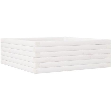 Macetero bancal elevado plantas flores terraza jardín 70 x 70 x 23 cm madera maciza de pino blanco 020037807 (1/5)