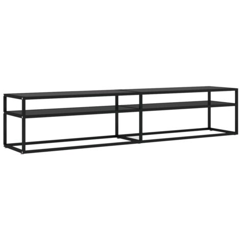 Mueble TV multimedia estantería para televisión buffet comedor salón dormitorio 200 x 40 x 40,5 cm vidrio templado negro 020026108 (1/5)