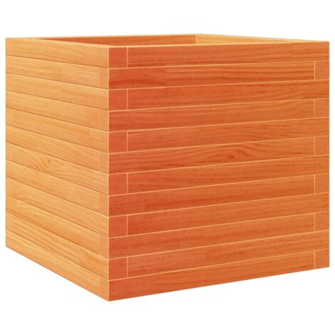 Macetero bancal elevado plantas flores terraza jardín cera 50 x 50 x 46 cm madera maciza de pino marrón 020038460 (1/5)