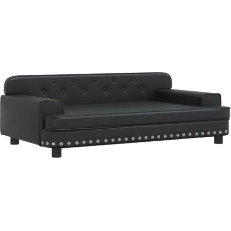 Cesta para cama para perros cómodo sofá 90 x 53 x 30 cm negro símil piel 020042980 (1/5)