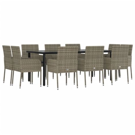 Conjunto de comedor de jardín de 11 piezas con cojines negros y grises 020014732 (1/5)