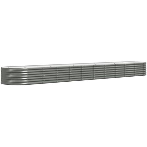 Macetero bancal elevado plantas flores terraza jardín jardín acero con recubrimiento en polvo 440 x 80 x 36 cm gris 020039652 (1/5)