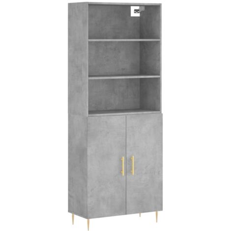 Aparador cómoda cómoda armario mueble organizador cocina salón salón alto 69,5 x 34 x 180 cm madera contrachapada gris 020034664 (1/5)