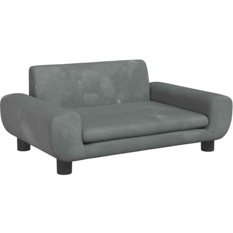 Cama para perros sofá cesta confortable oscuro 70 x 45 x 33 cm terciopelo gris 020043176