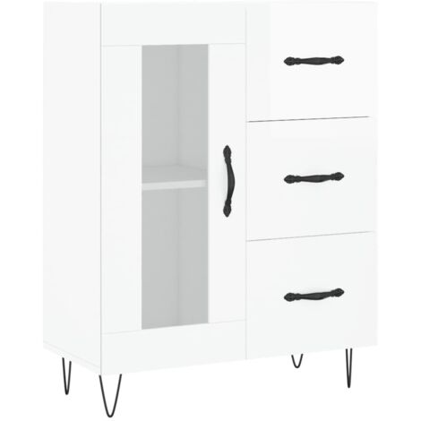 Aparador buffet cómoda mueble mueble de almacenaje organizador cocina salón brillante 69,5 x 34 x 90 cm madera contrachapada blanco 020030695 (1/5)
