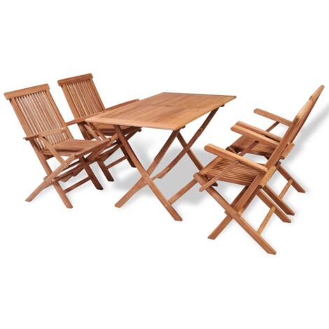 Conjunto de comedor de jardín de 5 piezas en madera maciza de teca 020014770 (1/5)