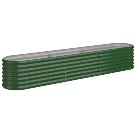 Macetero bancal elevado plantas flores terraza jardín jardín acero con recubrimiento en polvo 224 x 40 x 36 cm verde 020039595 (1/5)