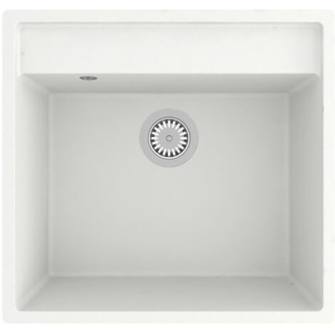 Fregadero de cocina con rebosadero 53x50 cm granito blanco 020002384 (1/5)
