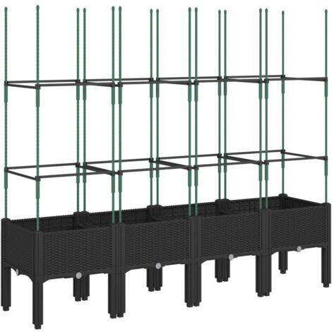 Jardinera elevada para terraza o jardín con enrejado 160 x 40 x 1425 cm PP color negro 020038273 (1/5)