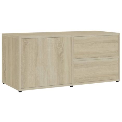 Mueble TV multimedia estantería para televisión buffet para televisión comedor salón dormitorio roble Sonoma 80 x 34 x 36 cm madera contrachapada marrón 020027538 (1/5)