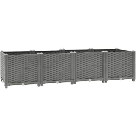 Macetero bancal elevado plantas flores terraza jardín luz 160 x 40 x 38 cm polipropileno gris 020039254 (1/5)