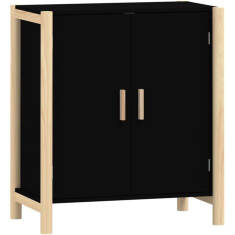 Aparador buffet cómoda armario unidad de almacenamiento organizador cocina salón salón 62 x 38 x 70 cm madera contrachapada negra 020036006 (1/5)