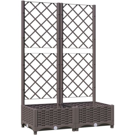Macetero para bancal elevado plantas flores terraza jardín con enrejado 80 x 40 x 121,5 cm PP marrón 020038303 (1/5)