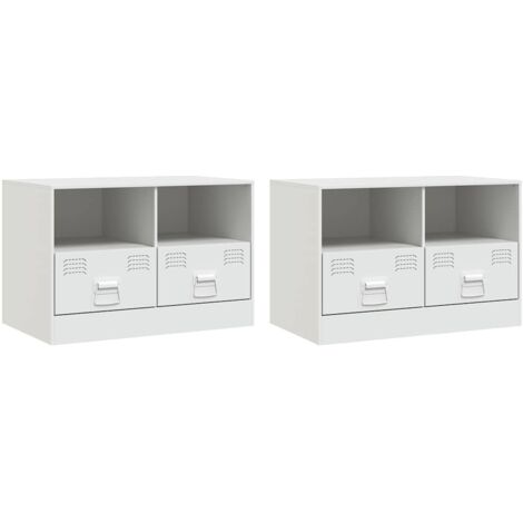 Mueble multimedia para TV estantería para televisión buffet para televisión comedor salón dormitorio 2 piezas 67 x 39 x 44 cm acero blanco 020028540 (1/5)
