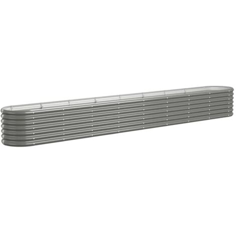 Macetero bancal elevado plantas flores terraza jardín jardín acero con recubrimiento en polvo 332 x 40 x 36 cm gris 020039634 (1/5)