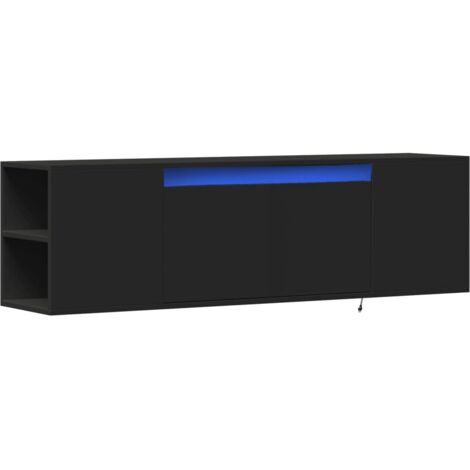 Mueble TV multimedia estantería para televisión buffet para televisión comedor salón dormitorio montado en la pared con luces LED 135 x 31 x 39,5 cm negro 020027864 (1/5)