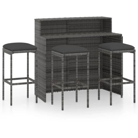 Conjunto de barra de jardín con cojines 4 piezas gris 020013458 (1/5)