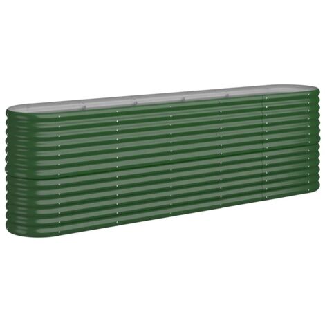 Macetero bancal elevado plantas flores terraza jardín jardín acero con recubrimiento en polvo 224 x 40 x 68 cm verde 020039599 (1/5)