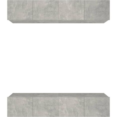 Mueble multimedia para TV estantería para televisión aparador para televisión comedor salón dormitorio 4 piezas 80 x 30 x 30 cm madera contrachapada gris 020028719 (1/5)