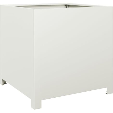 Macetero bancal elevado plantas flores terraza jardín 50 x 50 x 50 cm acero blanco 020037653 (1/5)